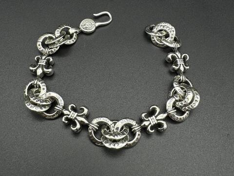 Браслет с лилиями из стали с посеребрением style by CHROME HEARTS