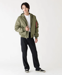 Бомбер Alpha Industries MA-1 Hooded Logo Oxford OG-107 Green (Зеленый)