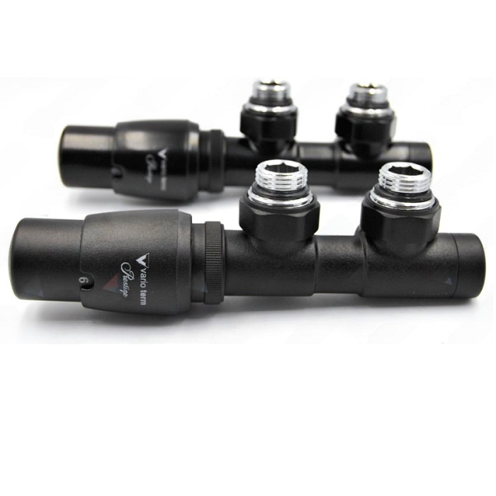 Комплект VARIO TWINS термостатический угловой 3/4-3/4 левый чёрный матовый