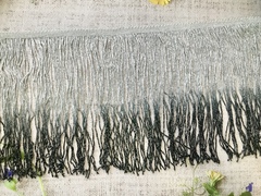 Тесьма текстиль бахрома, люрекс градиент, ш. 20 см, чёрный с серебром