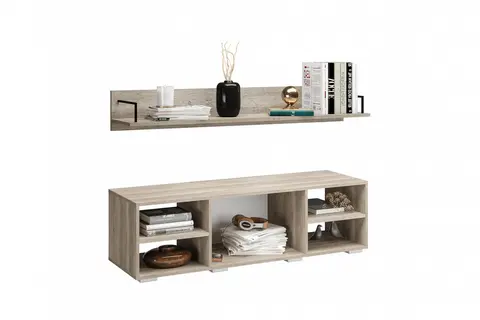 Тумба Наоми с навесной полкой дуб каньон / графит