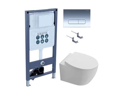 Aquatek SET Aquatek СИРИУС PNS-07 4в1 SET Aquatek СИРИУС PNS-07 (рама INSP-0000001+крепёжKKI-0000002+ клавиша PNS-0000007 + унитаз AQ1582T-00 СИРИУС TORNADO с тонким сиденьем soft-close)