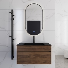 Тумба под раковину Кьяра 800 подвесная, 1 выкатной ящик микролифт, Дуб Чарльстон