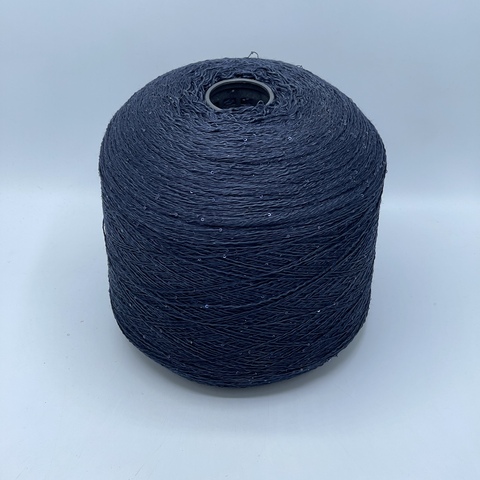 Бобинная пряжа, Merino Pailletes, 450м, 80% Меринос, 20% Полиэстер(пайетка), Темно-синий+пайетка. 39430