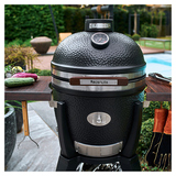Гриль керамический Monolith Grill Avantgarde.55 (Сlassic), черный матовый с боковыми столиками и подставкой на колесиках