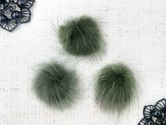 Меховой помпон норка, d 3,2 см, хаки