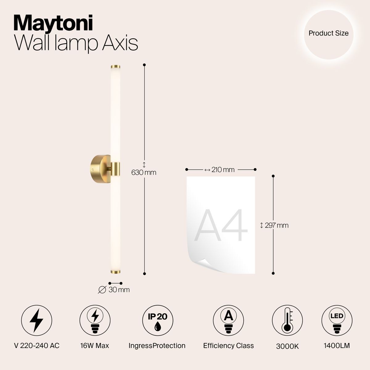 Подсветка для зеркал Maytoni Axis MOD106WL-L16G3K