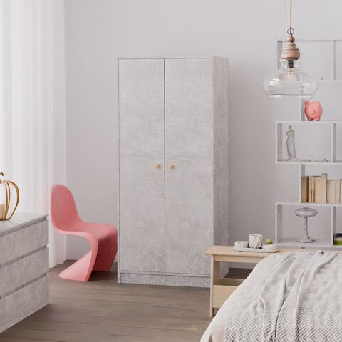 Шкаф для одежды 2 двери Марм, 74х55х170 см, со штангой и полкой, серый бетон