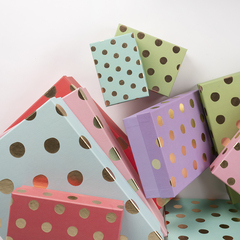 Коробка одиночная, Прямоугольник, Горошек крупный, Ассорти (случайный цвет), 29*21*8 см, 1 шт.