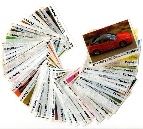 Вкладыши от жвачки Turbo Black - Турбо черные 58 штук без повторов. Серия 121 - 190.