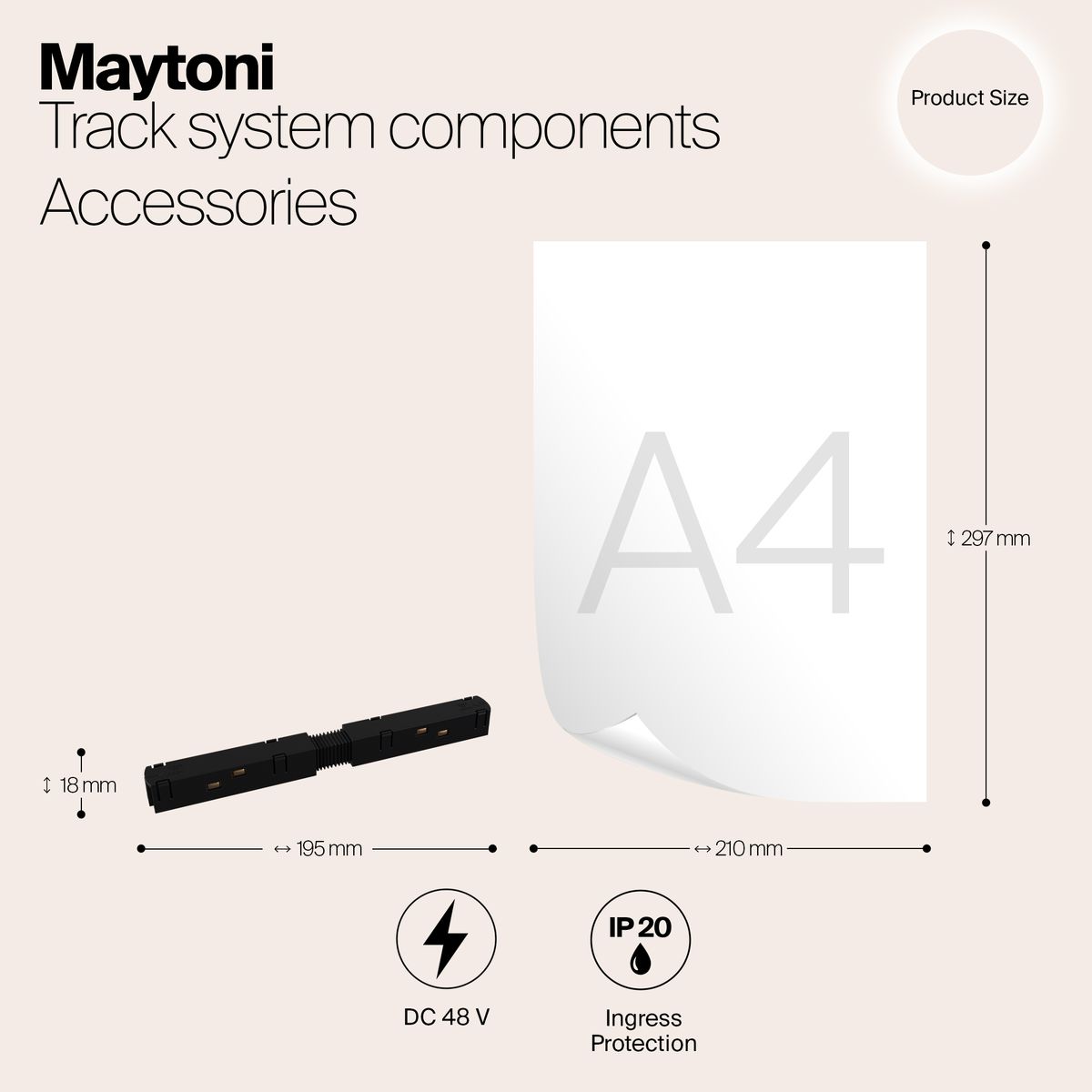 Прямой коннектор питания для магнитного шинопровода Maytoni Magnetic track system TRA004PC-22B