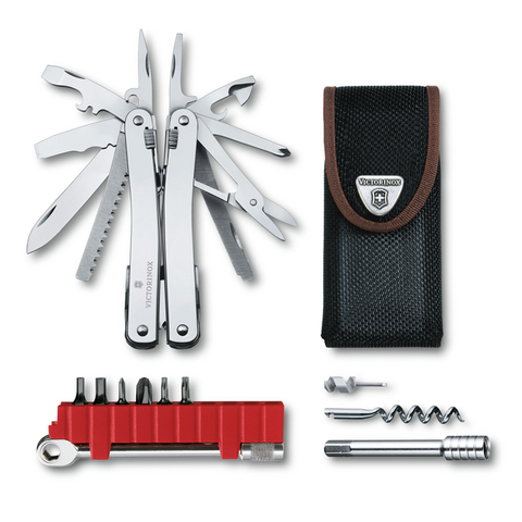 Мультитул Victorinox SwissTool Spirit X Plus Ratchet (3.0236.N) с набором бит, ключом-трещоткой, удлинителем и штопором, 105 мм. в сложенном виде, 36 функций, нейлоновый чехол | Wenger-Victorinox.Ru