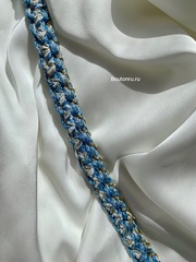 Тесьма плетеная голубая с золотым люрексом