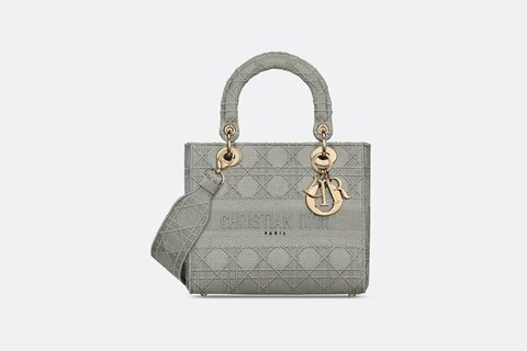 Сумка женская Dior Lady D-lite, модель среднего формата серый