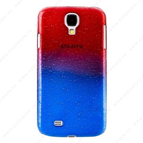 Накладка для Samsung Galaxy S4 i9500/ i9505 в виде капель розовая с синим