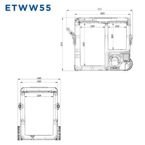 Компрессорный автохолодильник ALPICOOL ETWW55 (55 л.) 12-24-220В