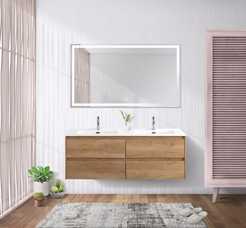 BelBagno KRAFT-1200-4C-SO-2-RNN KRAFT База под раковину подвесная с четырьмя выкатными ящиками для раковины с двумя чашами, Rovere Nebrasca Nature,1200x460x500,KRAFT-1200-4C-SO-2-RNN
