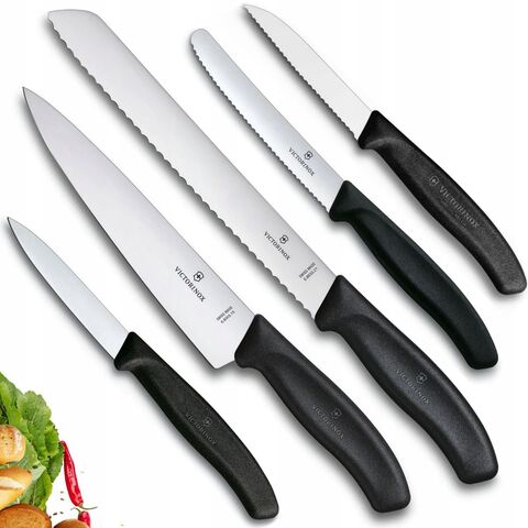 Набор ножей кухонных Victorinox Swiss Classic Kitchen, 5 штук, чёрный (6.7133.5G)