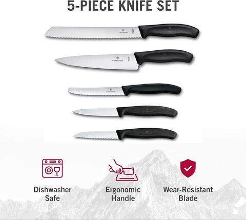 Набор ножей кухонных Victorinox Swiss Classic Kitchen, 5 штук, чёрный (6.7133.5G)
