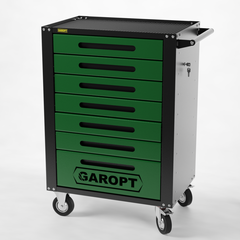 Тележка инструментальная Garopt 7 ящиков ЗЕЛЕНАЯ, центральный замок, увеличенные колеса, доводчики, GAROPT Серия 