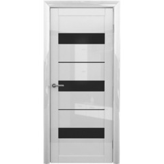 Купить Межкомнатная глянцевая дверь Прага белая стекло чёрное