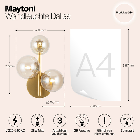 Настенный светильник Maytoni Dallas MOD545WL-03G
