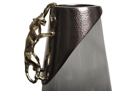 Ваза декоративная стеклянная 35.5см Ягуар Garda Decor с металлическим декором