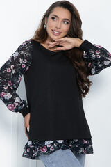 Блуза Хелли (черная/пионы) Б11363 LT Collection