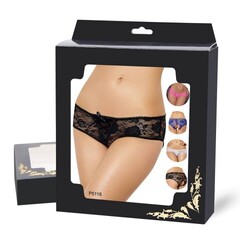 Трусики кружевные с завязками, черные, 3XL-4XL