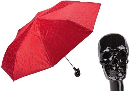 Зонт женский складной Pasotti - Black Skull Folding Umbrella, Италия.