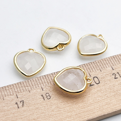 Подвеска Сердце, кварц, цвет золото, размер около 14*13 мм, цена за 1 шт