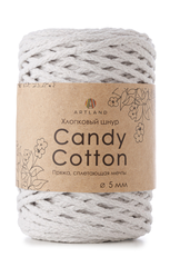 Плетёный шнур Candy cotton 5 мм, 500 гр, 100% х/б, 100 м, белый