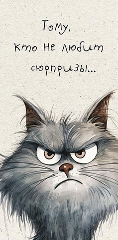 Открытка-конверт Тому, кто не любит сюрпризы..., 8*17 см, 5 шт.
