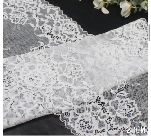 Кружево эластичное белое 23 см