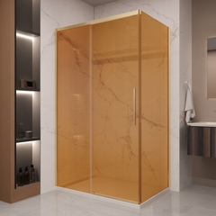 Душевой уголок Stella Vincea, 1200*900, брашированное золото, стекло янтарь