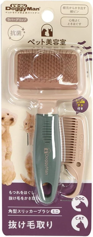 Сликер-пуходерка для средней и длинной шерсти кошек и собак, размер MINI