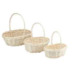 Корзина плетеная с ручкой, Ива, белый, средняя, 1 шт.