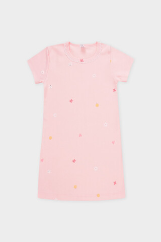 сорочка  для девочки  К 1156/бежево-розовый,полянка