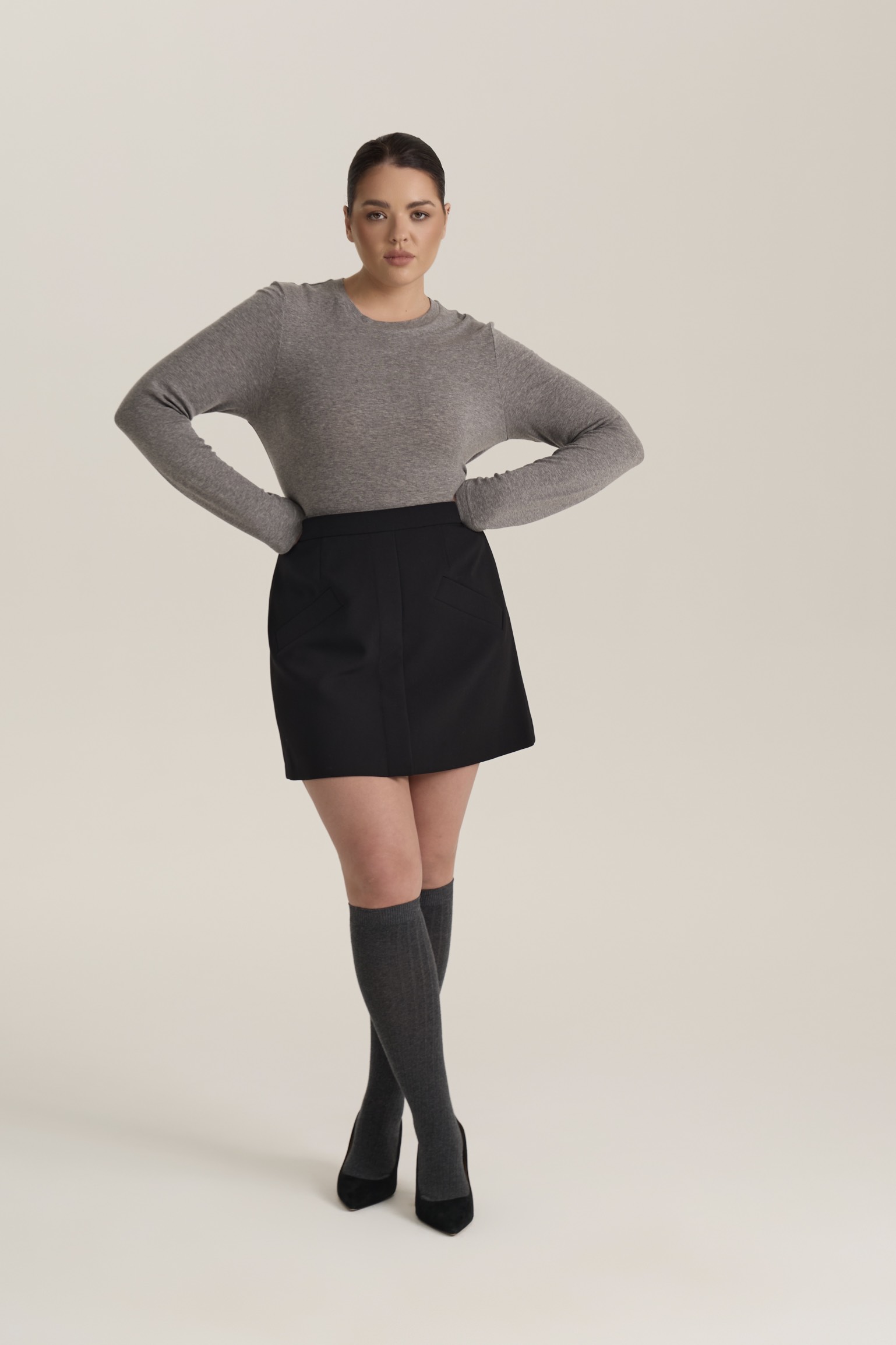 Юбка мини с планкой, черный