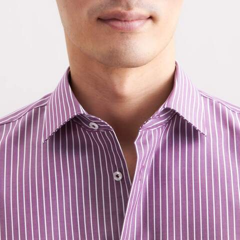 Сорочка мужская Seidensticker Regular Fit 01.845434-87 бордовая в белую полоску