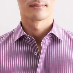 Сорочка мужская Seidensticker Regular Fit 01.845434-87 бордовая в белую полоску