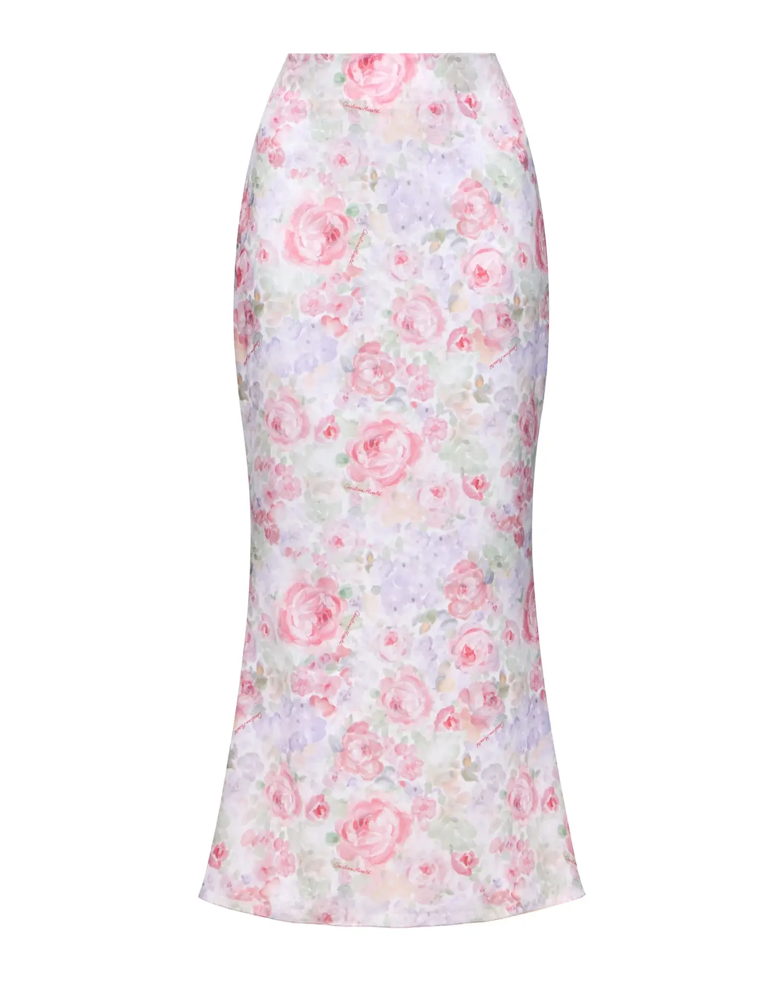 Юбка миди из фирменного цветочного принта, Молочный