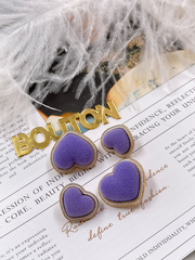 Пуговицы Сердечки бархатные фиолетовые