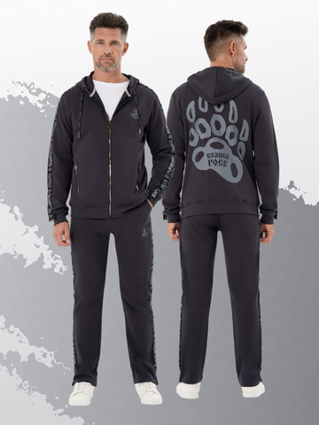 Толстовка на молнии «Лидер» цвета графит. Плотный футер