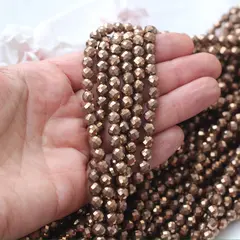 Гематин гематит, граненый шарик, 4 мм, шоколад, 1 нить, ГМ094