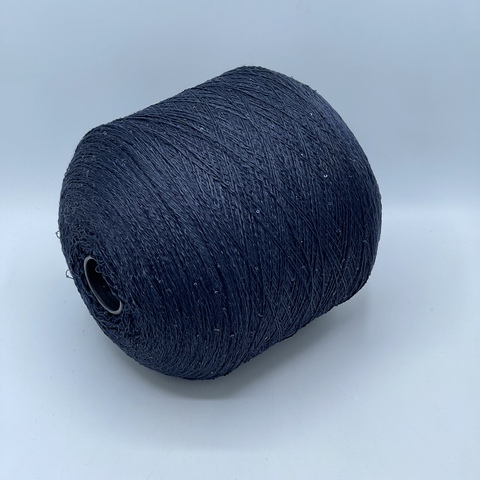 Бобинная пряжа, Merino Pailletes, 450м, 80% Меринос, 20% Полиэстер(пайетка), Темно-синий+пайетка. 39430