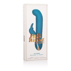 Бирюзовый вибратор с изогнутой головкой Jack Rabbit Signature Silicone Rocking 