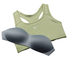 Бюстгальтер спортивный Nike Swoosh Bra Pad - oil green/white