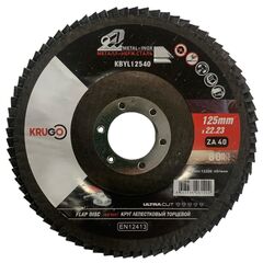 Круг лепестковый торцевой 125х22mm Р40 KRUGO KBYL12540