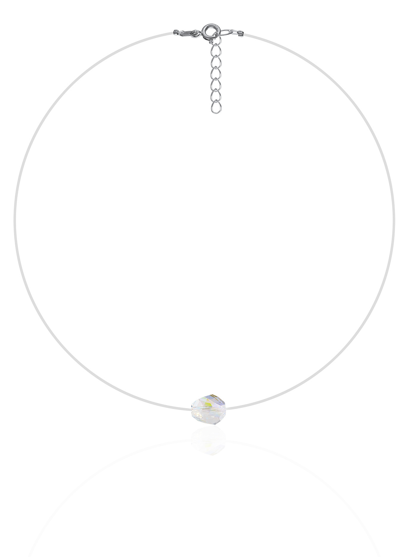 Ювелирный серебряный чокер на леске с кристаллом Swarovski
